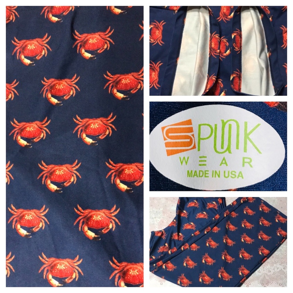 Spunk Wear Crab Lovers Stretch Beach Pnts Blue Red